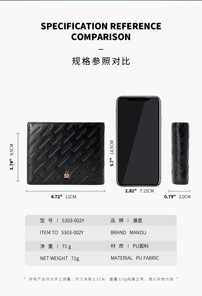 MANDU mandu cross-border short leisure embossed wallet RFID anti-theft brush zipper multi-card men's wallet