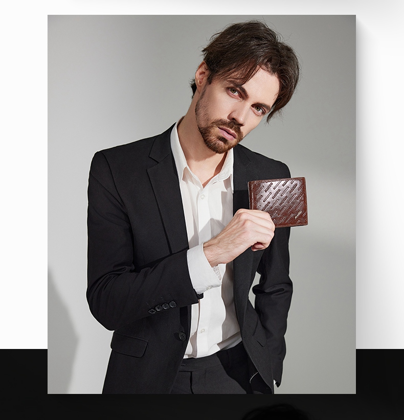 MANDU mandu cross-border short leisure embossed wallet RFID anti-theft brush zipper multi-card men's wallet