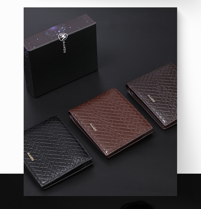 MANDU mandu cross-border men's wallet embossed multi-functional RFID anti-theft brush multi-card two-fold short wallet