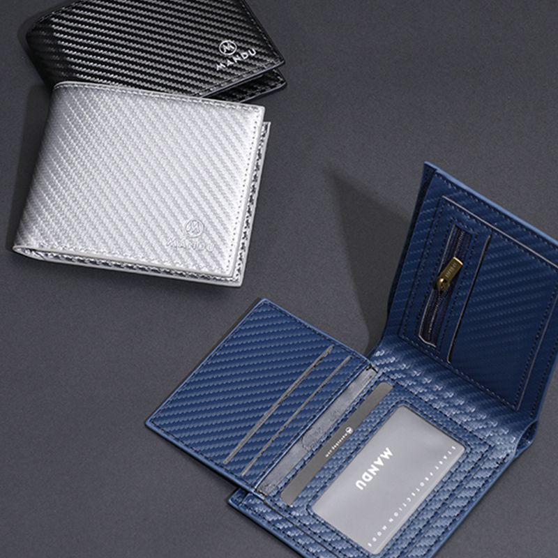 MANDU mandu cross-border men's carbon fiber wallet RFID anti-theft brush multi-card change short wallet clip
