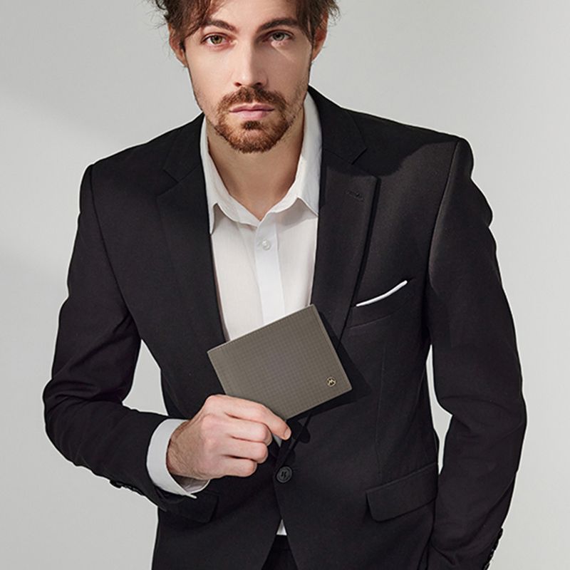 MANDU mandu new business multi-functional RFID anti-theft brush wallet PU short mercerized small lattice men's wallet