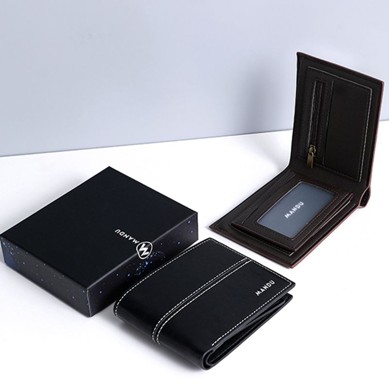 MANDU MANDU European and American cross-border leisure men's wallet PU anti-theft brush RIFD multi-function multi-card wallet