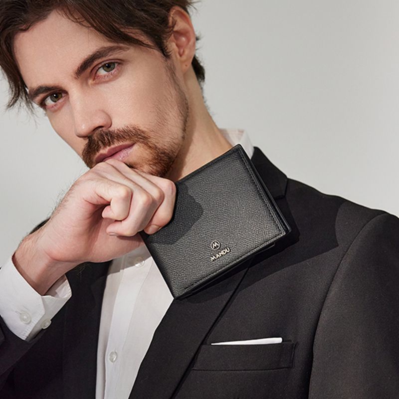 MANDU mandu wallet men's wallet palm print rfid anti-theft brush short leisure card bag PU wallet