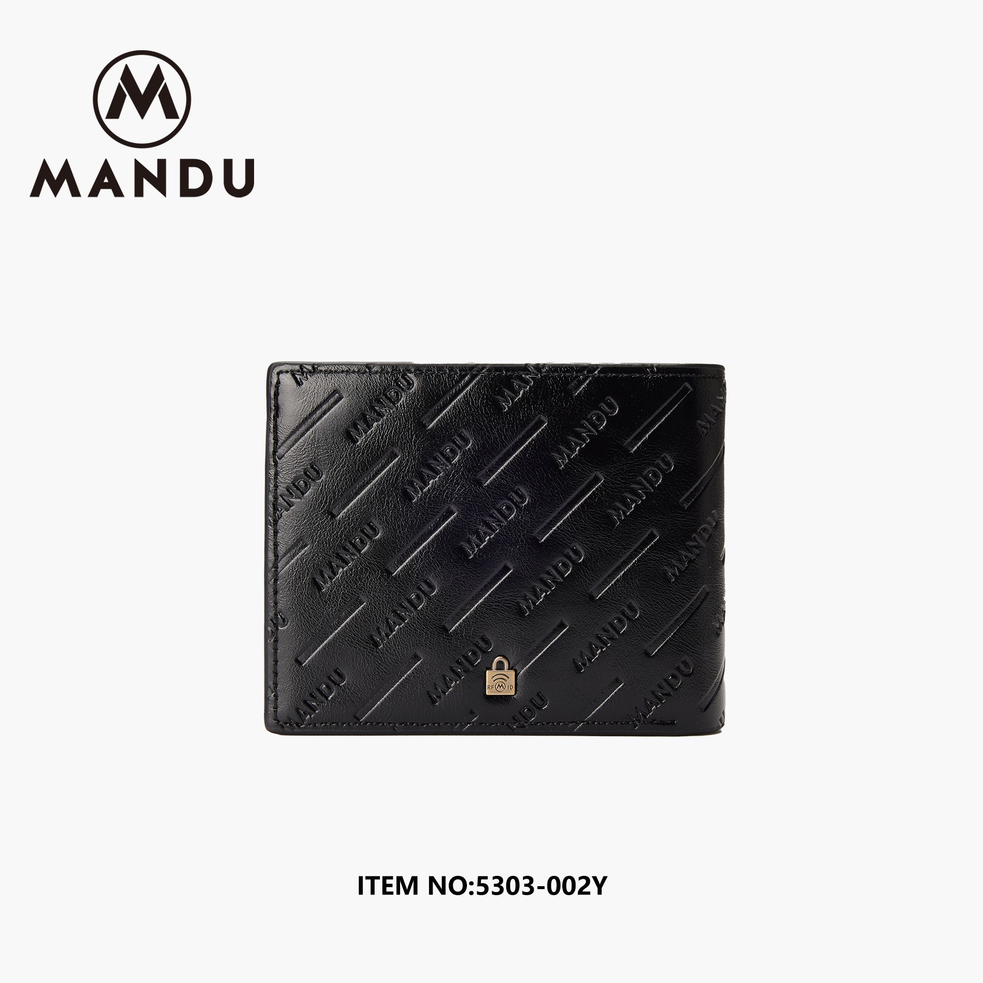 MANDU mandu cross-border short leisure embossed wallet RFID anti-theft brush zipper multi-card men's wallet